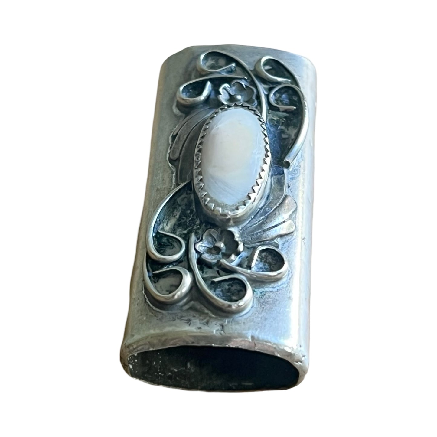 Vintage Navajo Sterling Silver and Mother of Pearl Lighter Cover for mini Bic