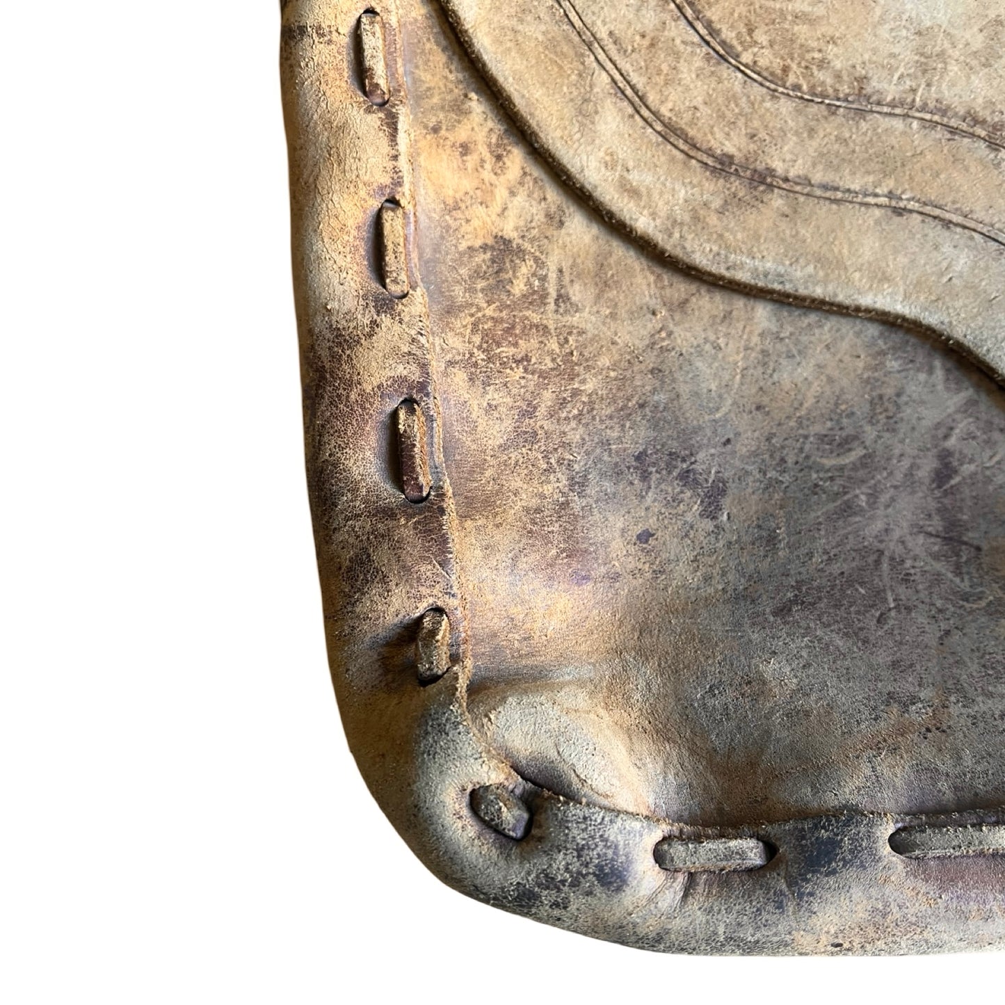 Gorgeous 70’s Vintage Handmade Tooled Leather Messenger Bag Sherpa Lined Removable Strap