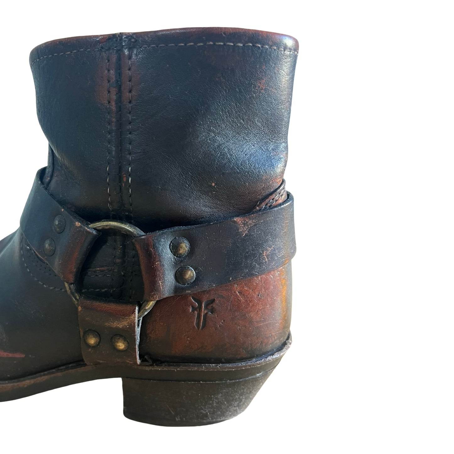 Vintage Frye Harness Ankle Zip Boots Distressed 8.5
