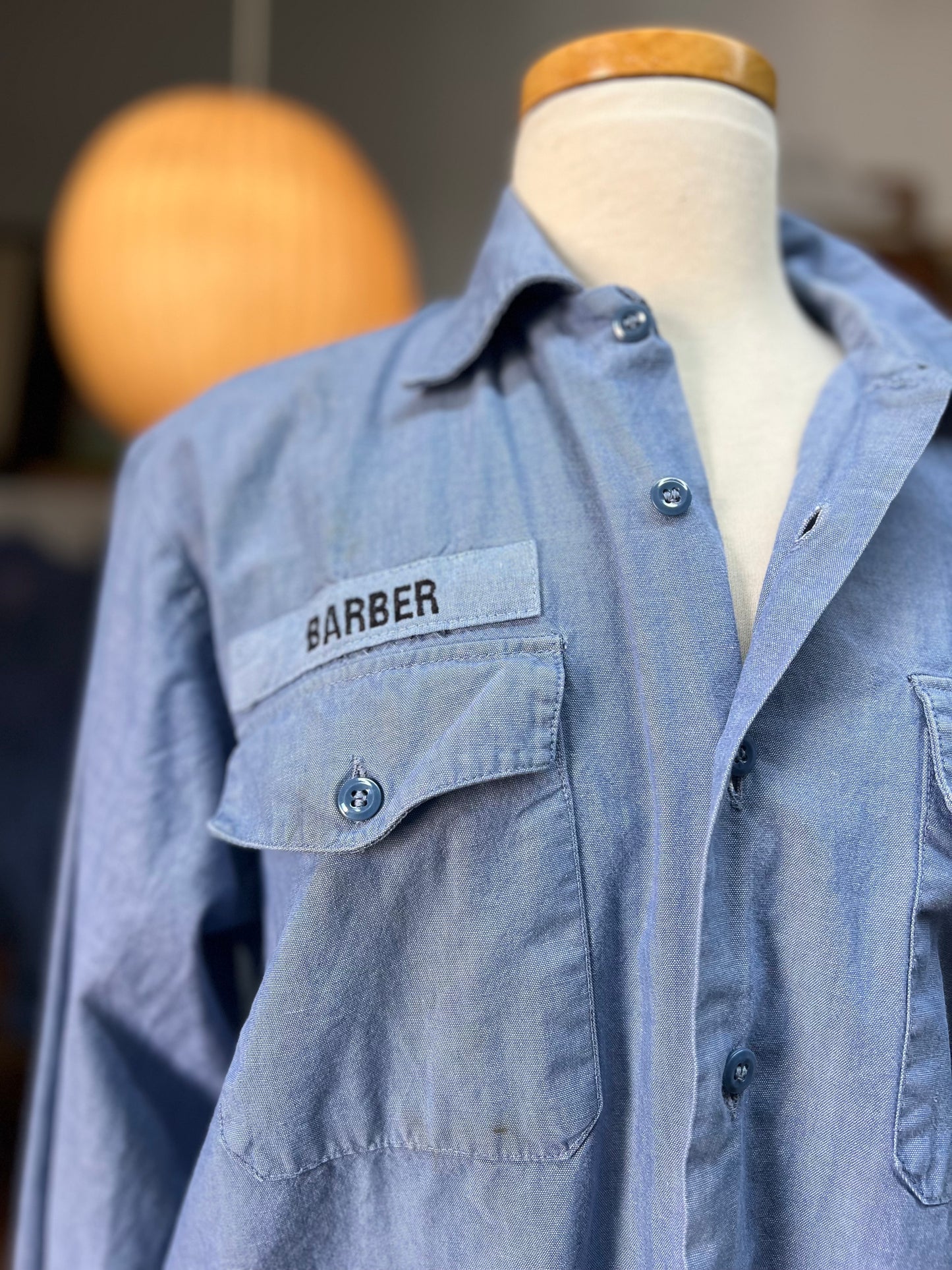 Vintage 70’s/80’s USN Type III Chambray Uniform Shirt Barber L
