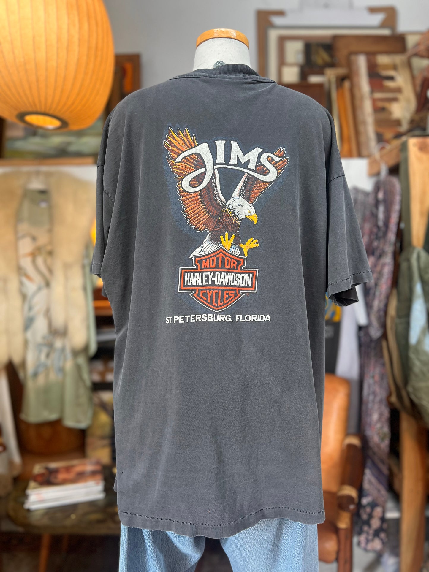 Vintage Distressed Harley 2x Sided Single Stitch Tee XXL