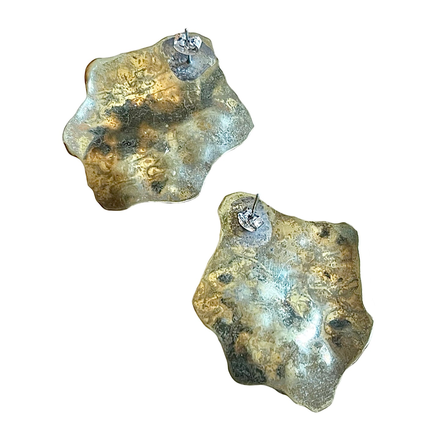 Vintage 80’s Modernist Brass Abstract Earrings