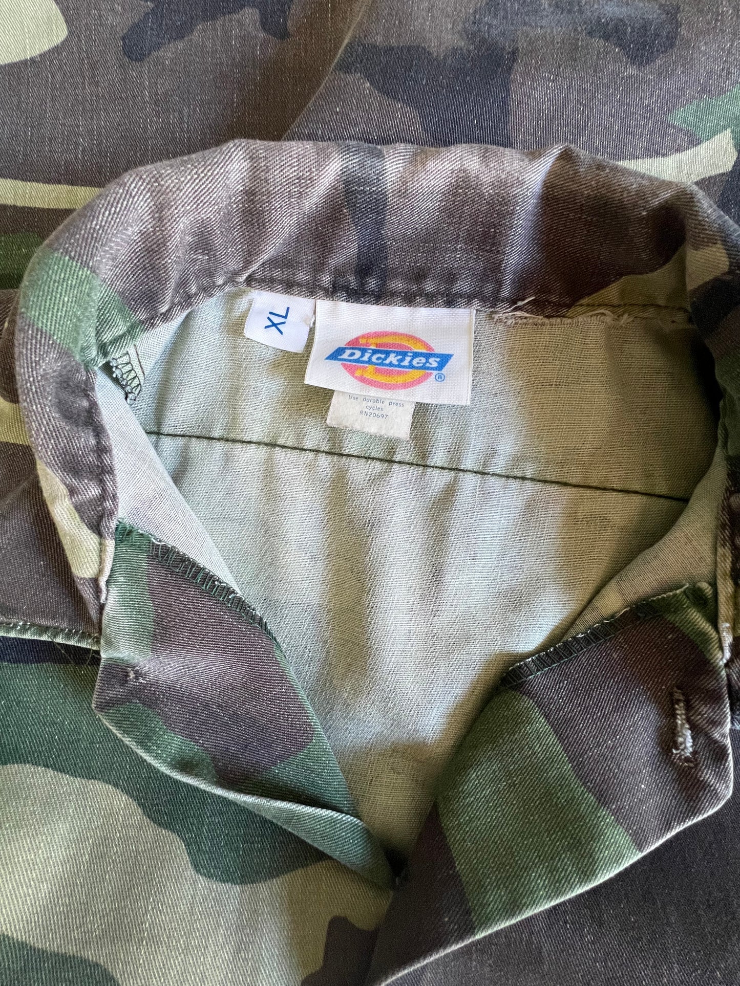 Vintage Dickies Worn & Distressed Camo Work Shirt XL