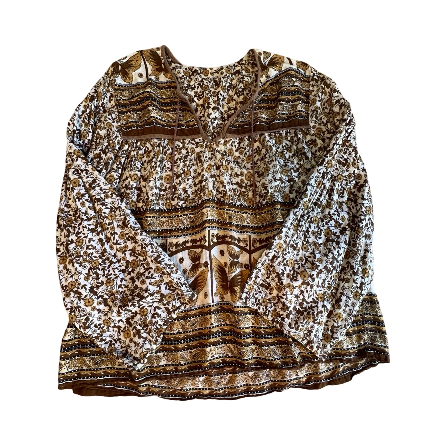 Vintage 80’s India Block Print Sheer Blouse Rare Colorway