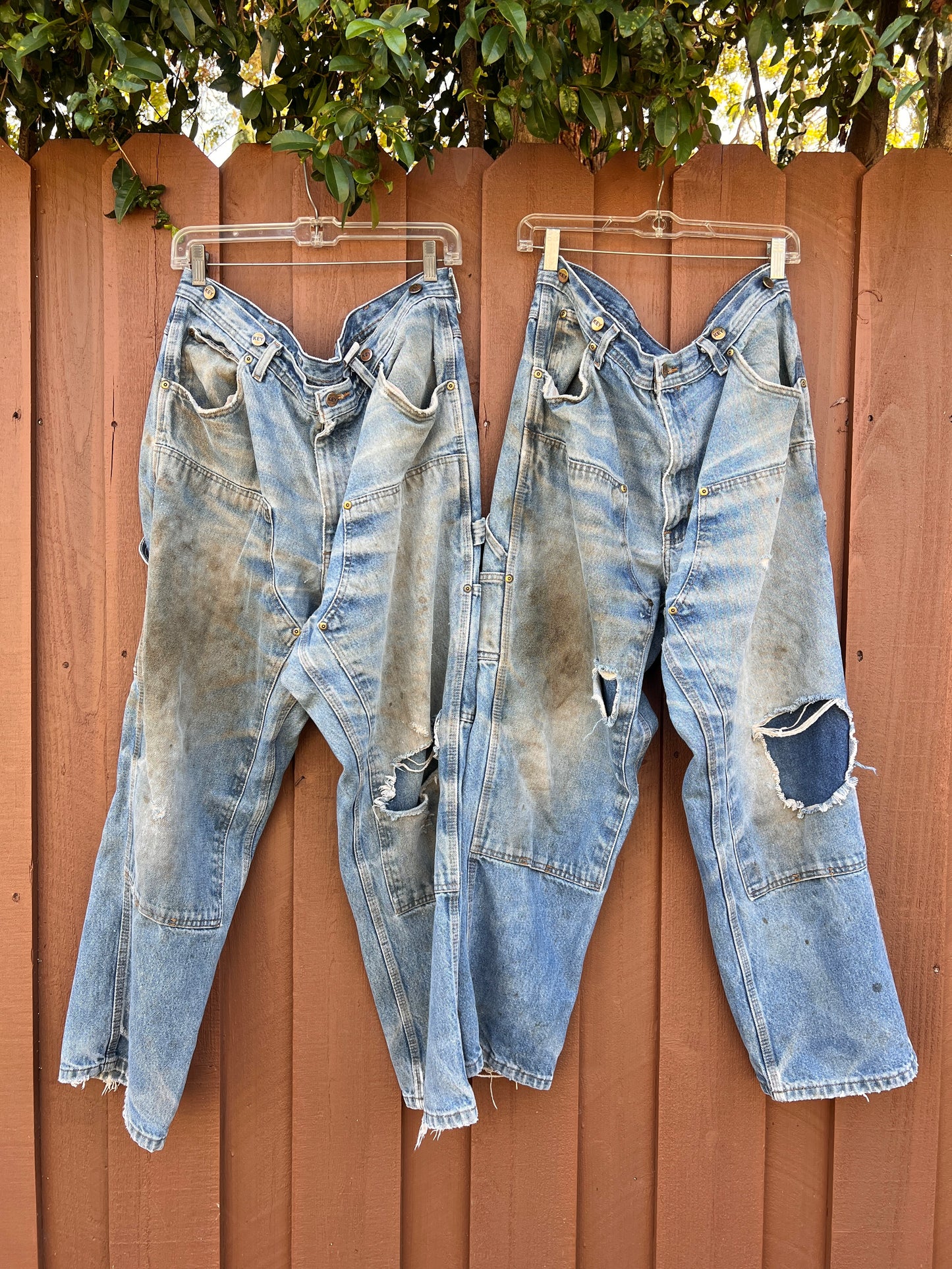 Vintage Distressed Key Double Knee Jeans