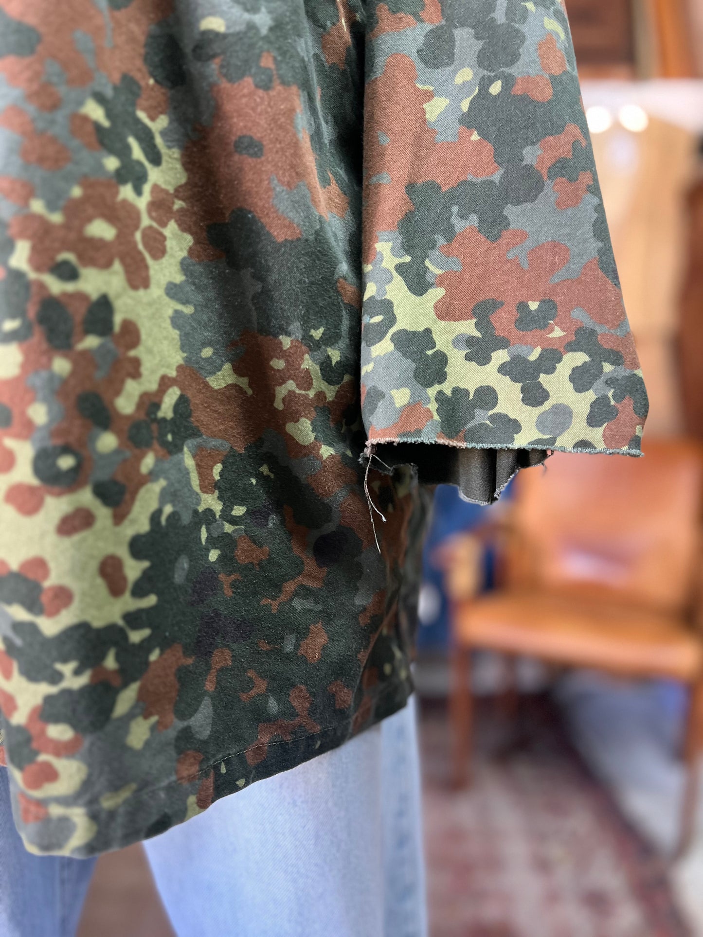 Vintage 90’s Distressed Camo Field Shirt Jacket XL