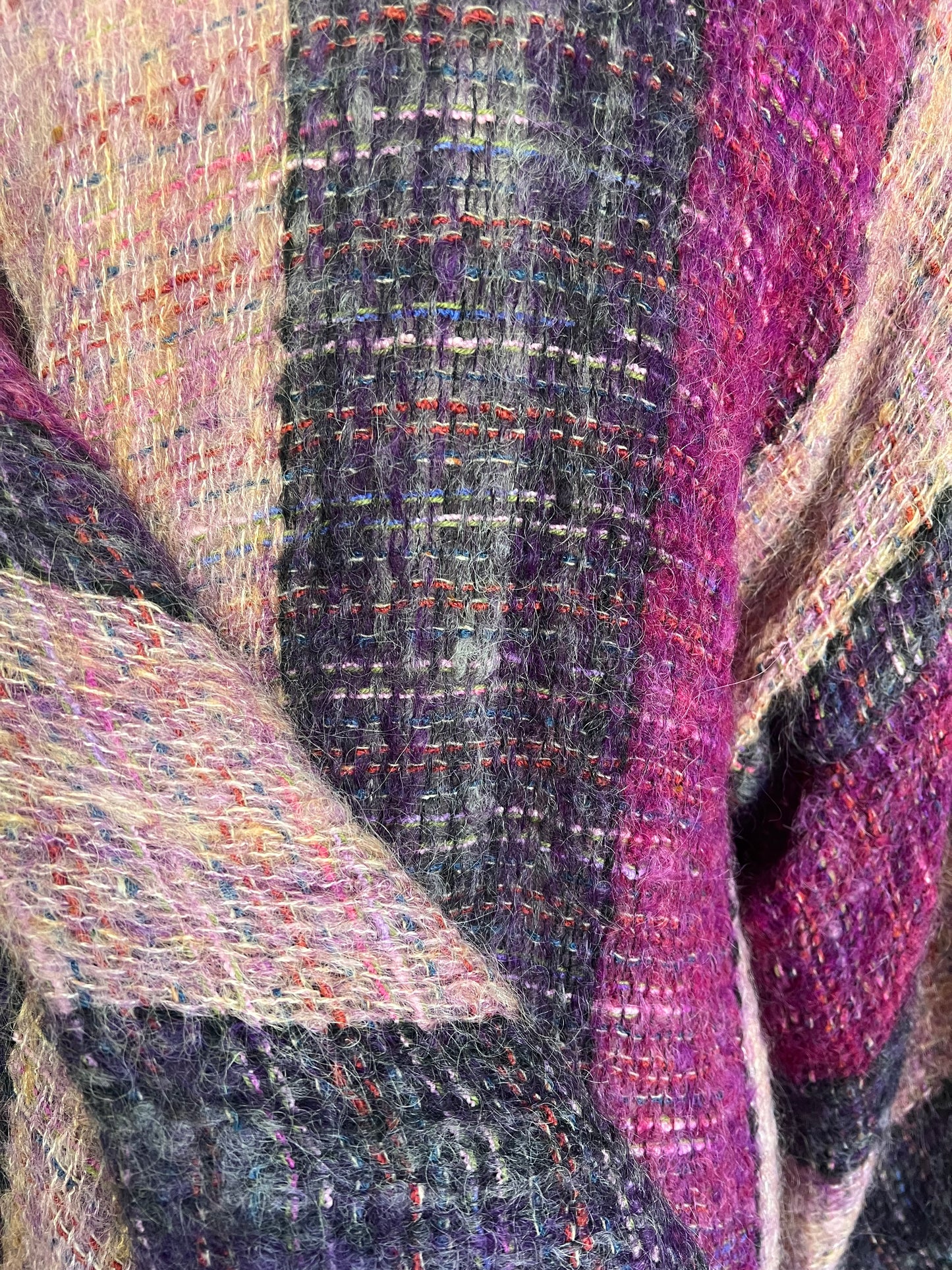 Vintage 70’s Bohemian Textile Knit Kimono Sweater Jacket O/S