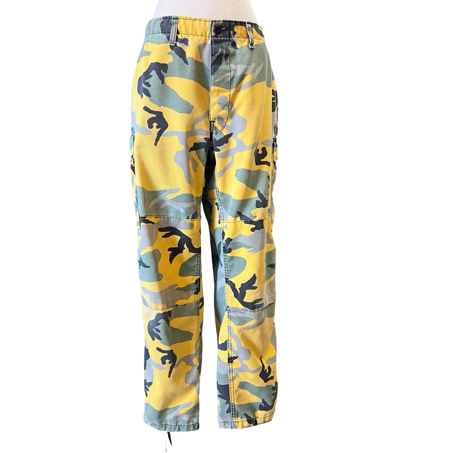 Vintage Yellow Double Knee Camouflage Cargo Pants 35