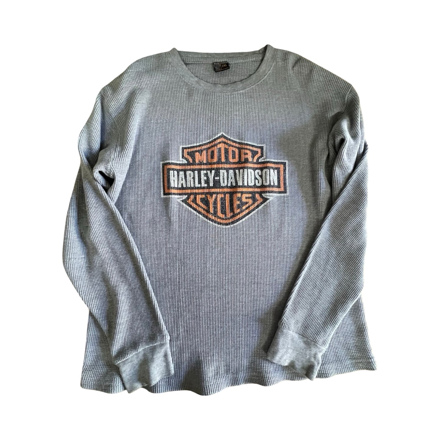 Vintage Rare Bootleg Harley Davidson Big Logo Thermal 2XL