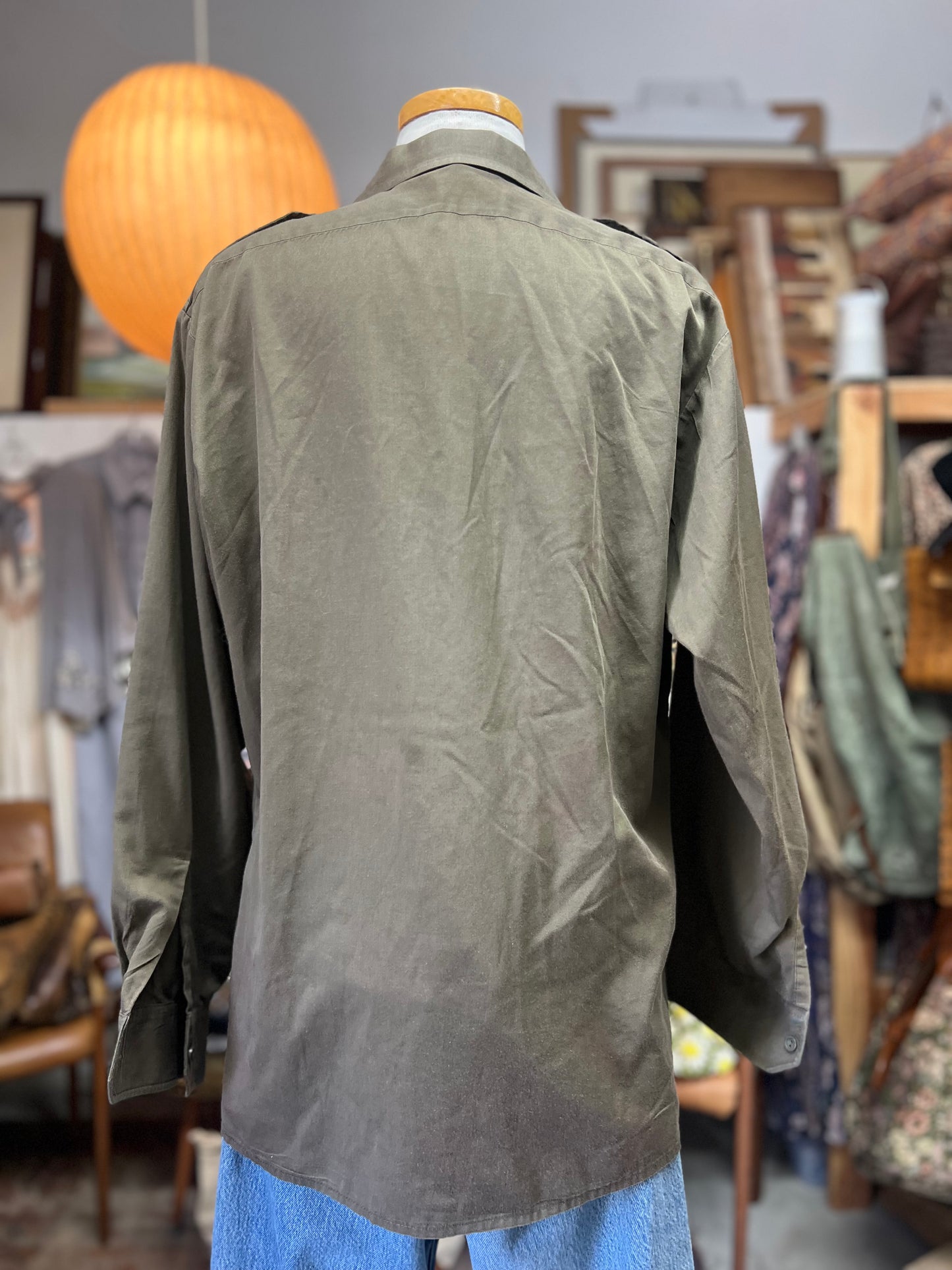 Vintage Army Shirt Jacket Military Uniform L