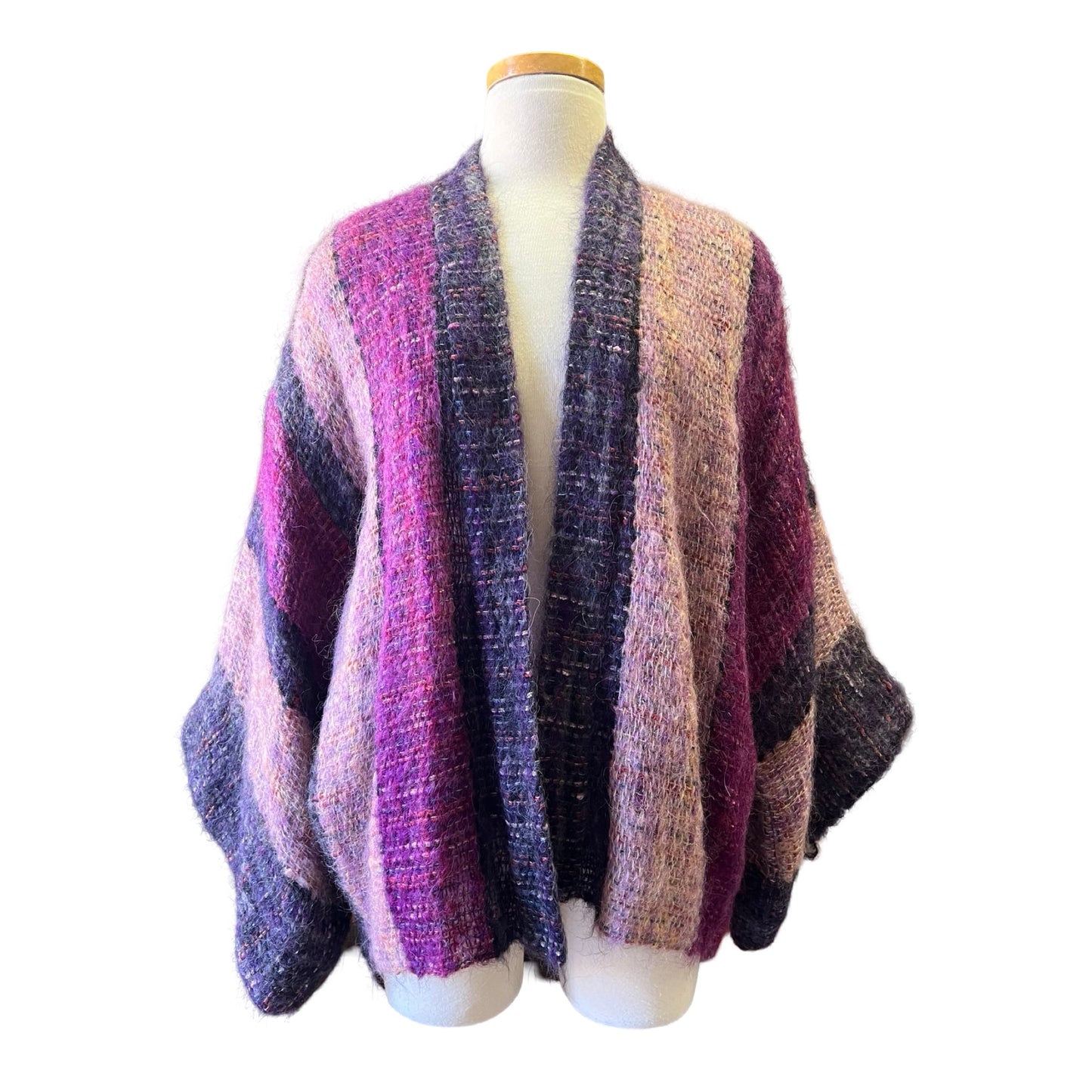 Vintage 70’s Bohemian Textile Knit Kimono Sweater Jacket O/S