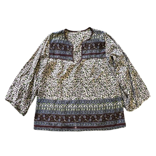 Vintage 70’s India Block Print Cotton Bohemian Blouse S/M