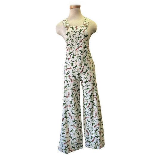 Rare Vintage 80’s Handmade Frog Print Bellbottom Corduroy Overalls XS/S
