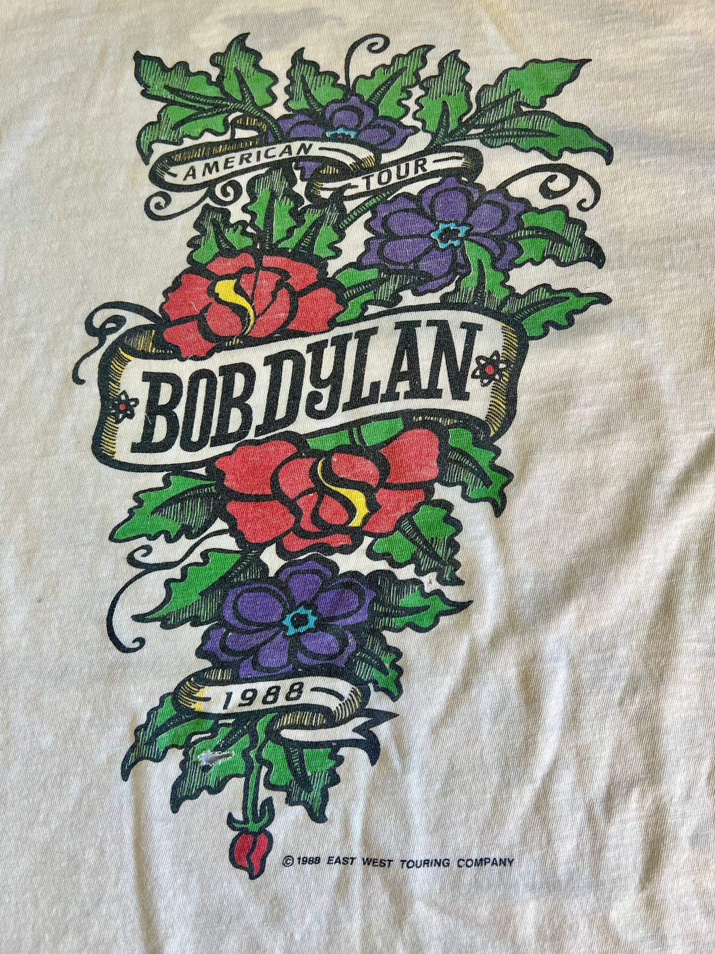 Vintage Bob Dylan 1988 American Tour T-Shirt Single Stitch