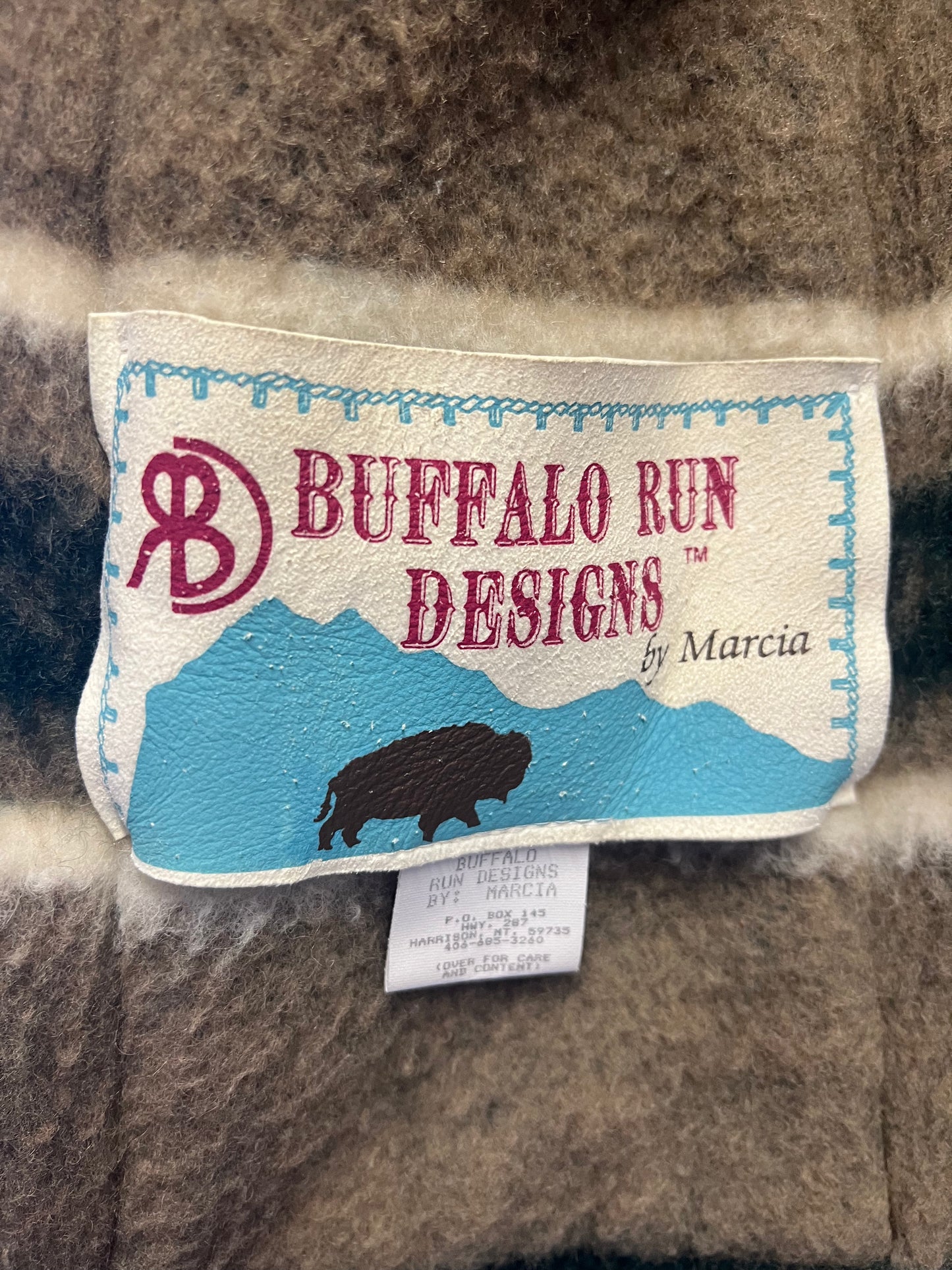 Vintage 80’s Buffalo Run Designs by Marcia 100% Wool Maxi Coat Elk Motif Elk Antler Buttons Made In Montana