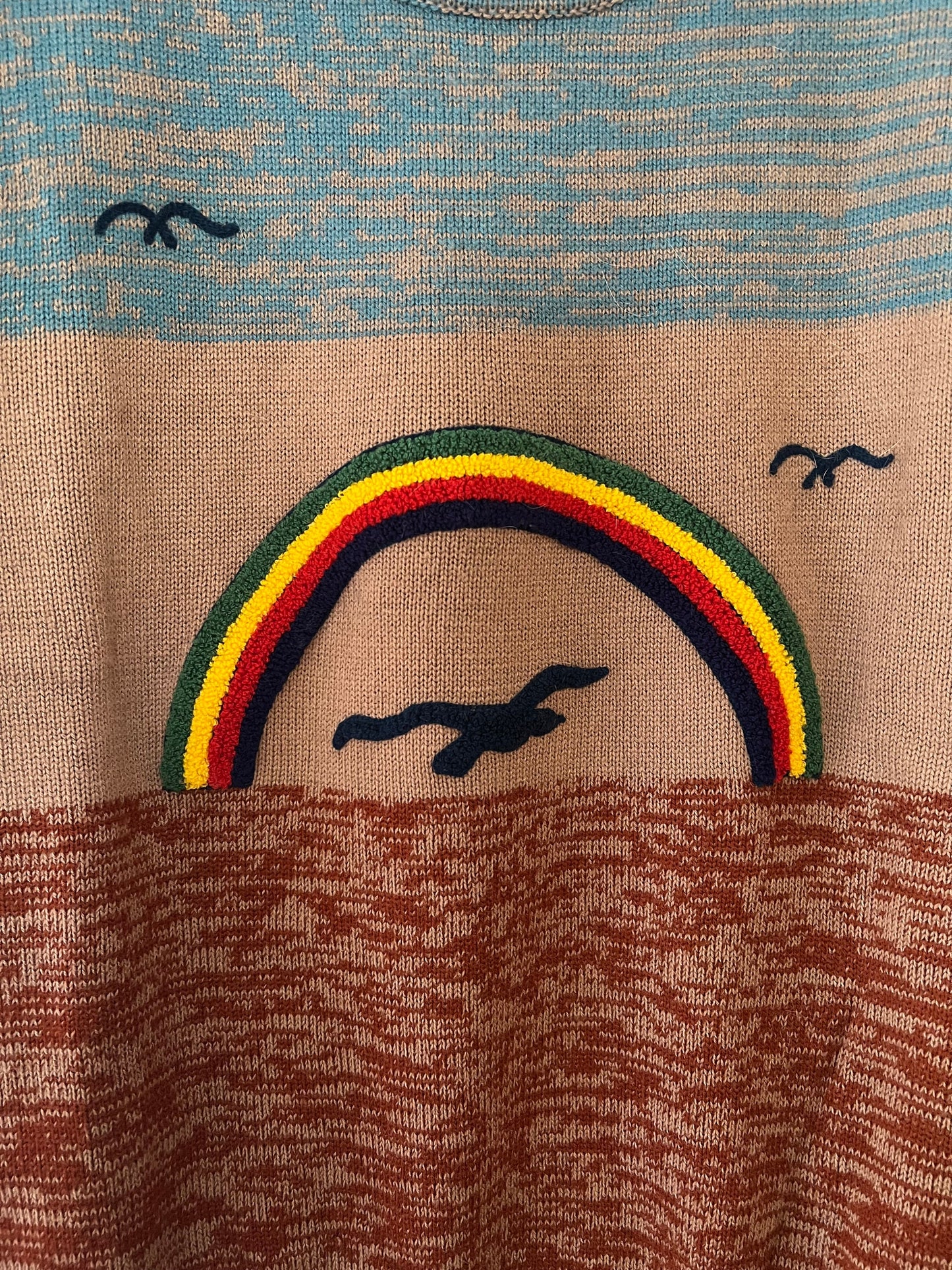Vintage 70’s Rainbow Seagull Sweater