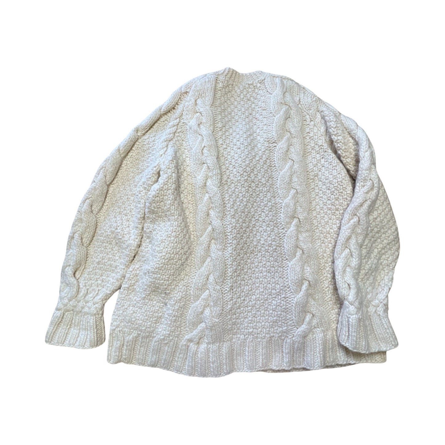 Vintage 90's Hand Knit Fisherman Cable Knit Cardigan M/L