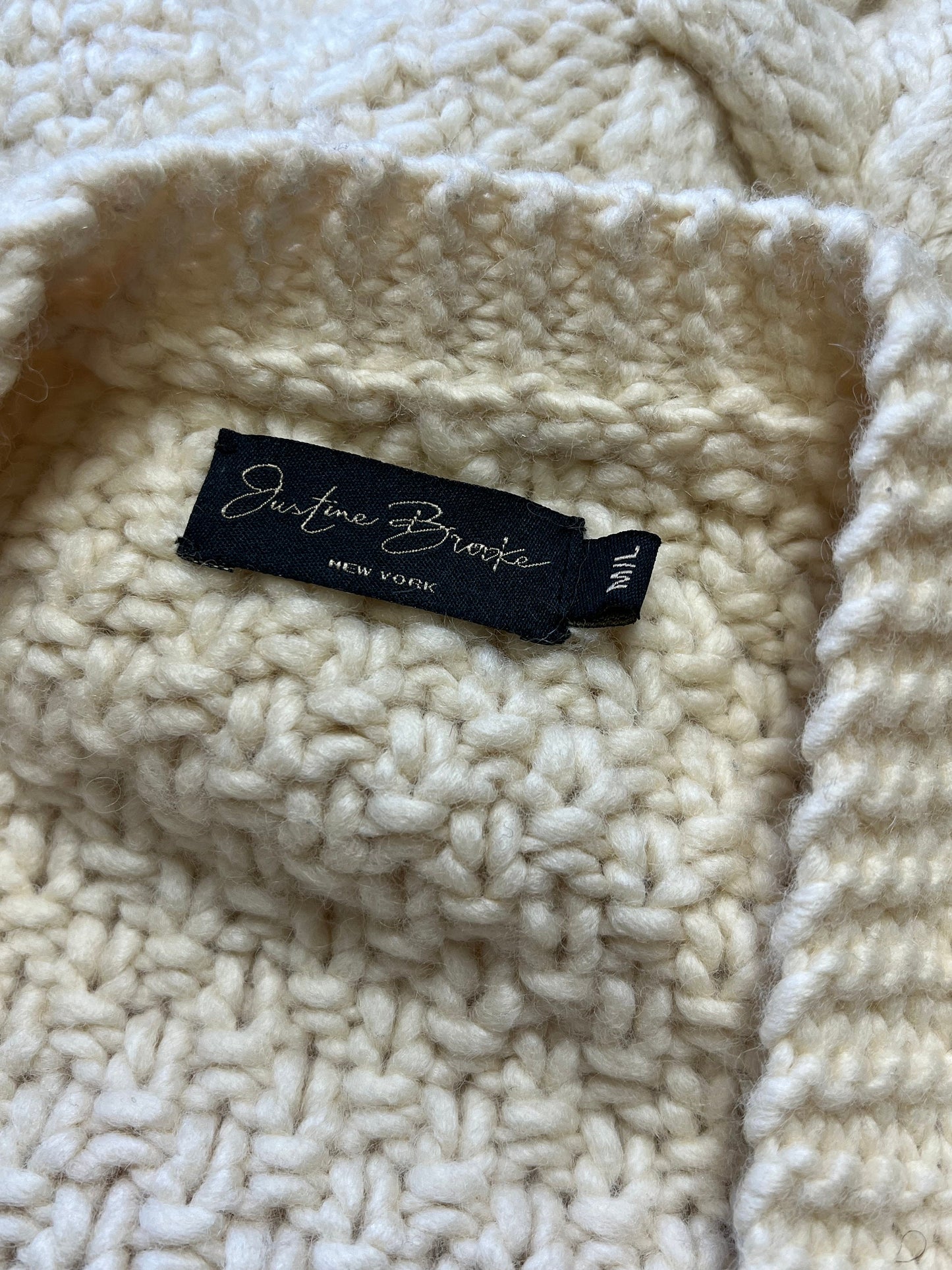 Vintage 90's Hand Knit Fisherman Cable Knit Cardigan M/L