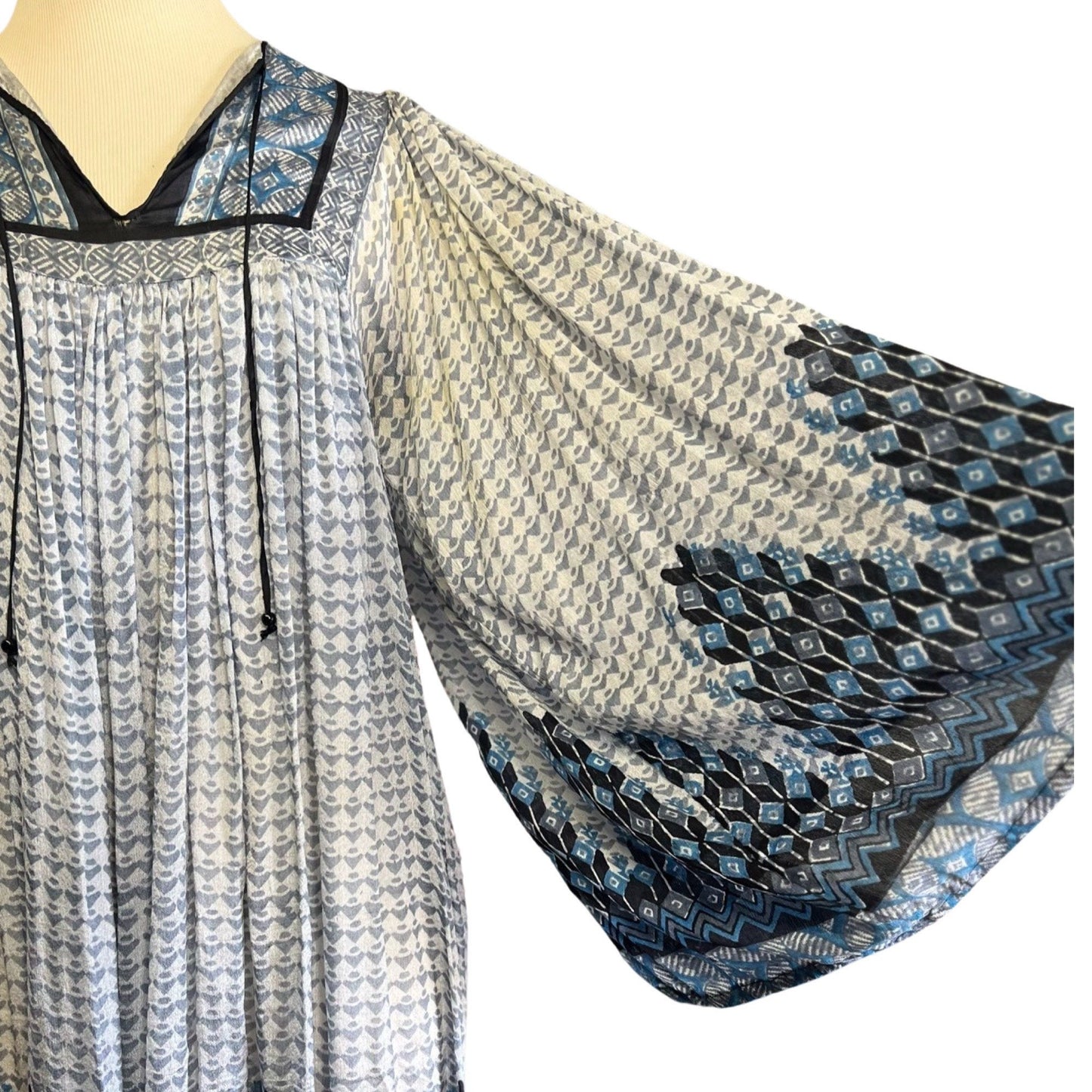 Vintage Ritu Kumar for Monsoon Silk India Block Print Goddess Dress