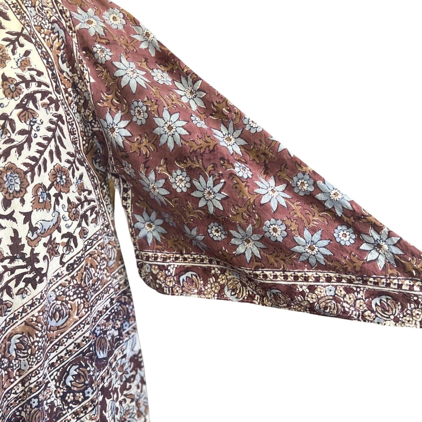 Vintage Rare Adini India Cotton Block Print Goddess Dress O/S