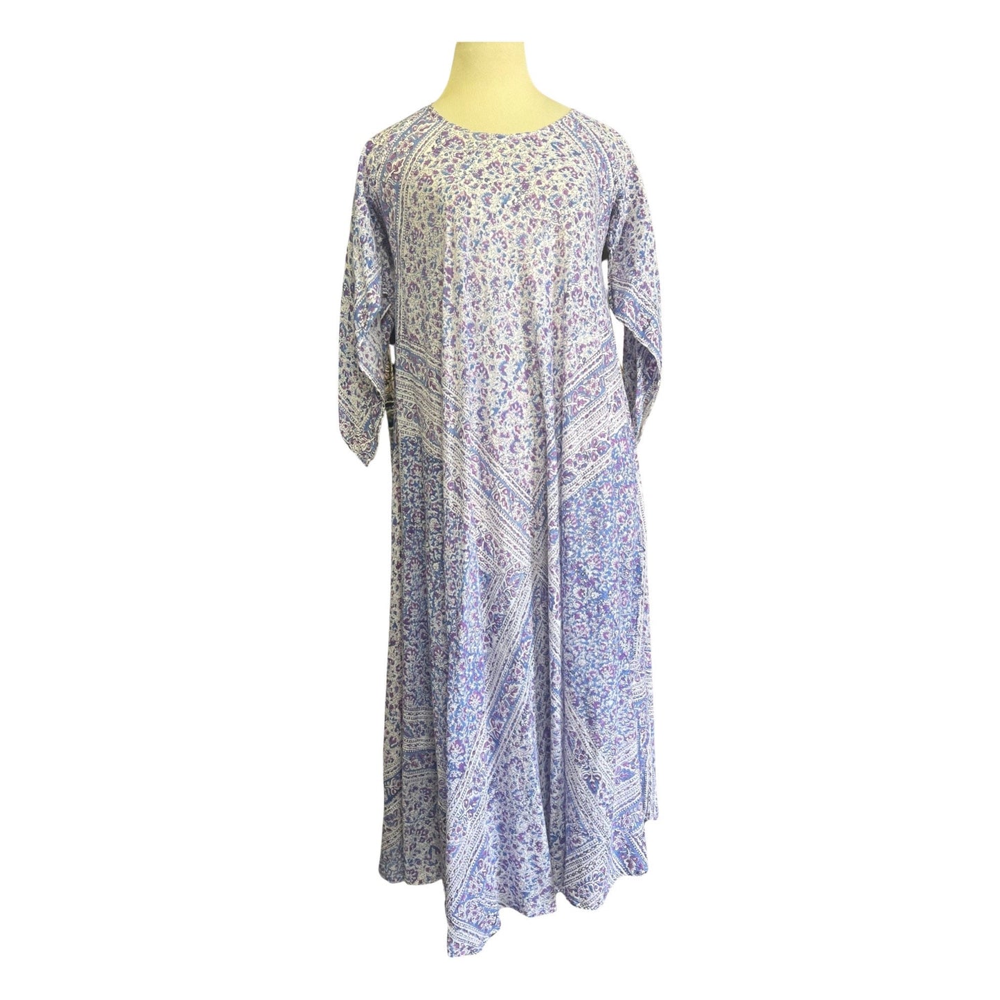 Vintage India Block Print Maxi Dress 100% Cotton Made In India
