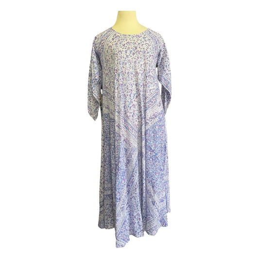 Vintage India Block Print Maxi Dress 100% Cotton Made In India