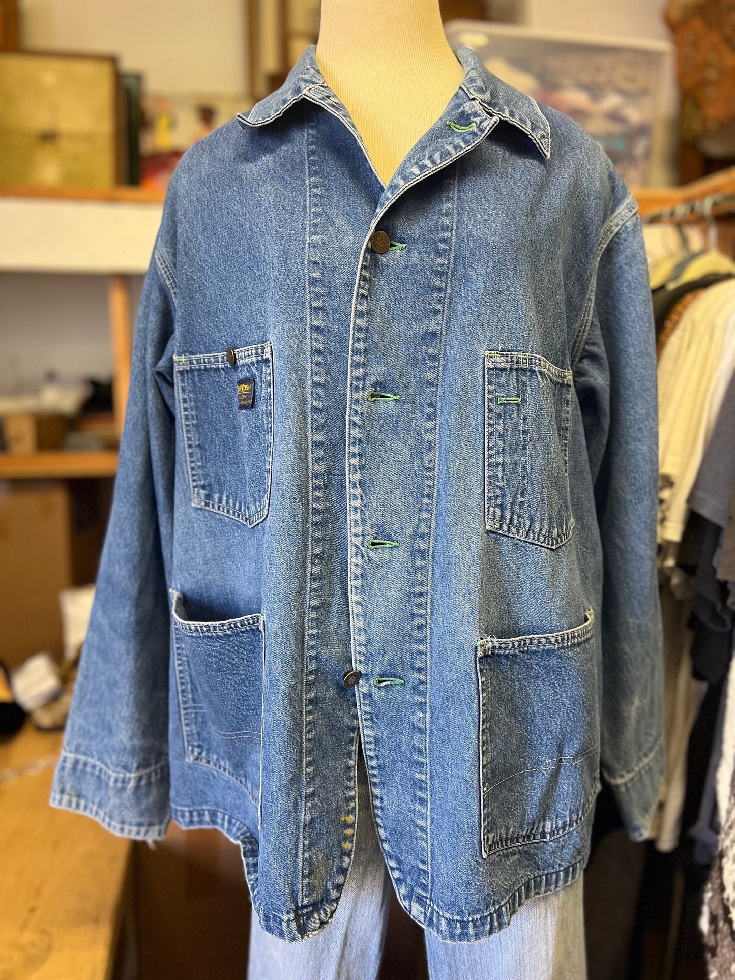 Vintage 70’s OshKosh Denim Chore Coat Barn Jacket 42R