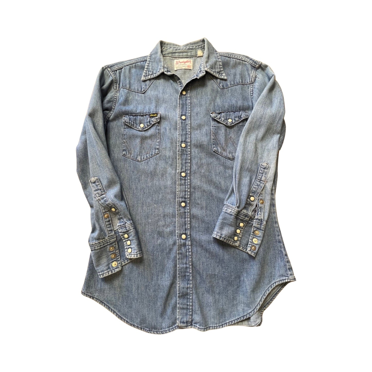 Vintage Sanforized Wrangler Pearl Snap Shirt Embroidered Flower