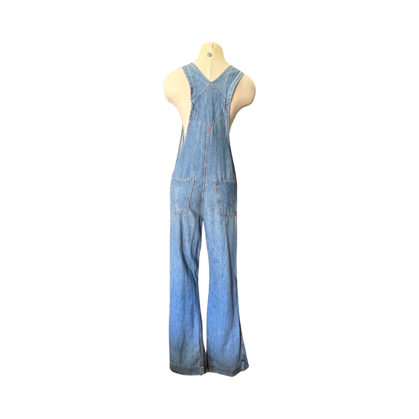 Rare Vintage 70's Orange Blank Tab Levi’s Flare Bell Bottom Overalls
