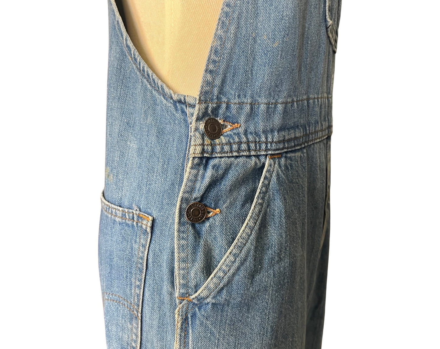 Rare Vintage 70's Orange Blank Tab Levi’s Flare Bell Bottom Overalls