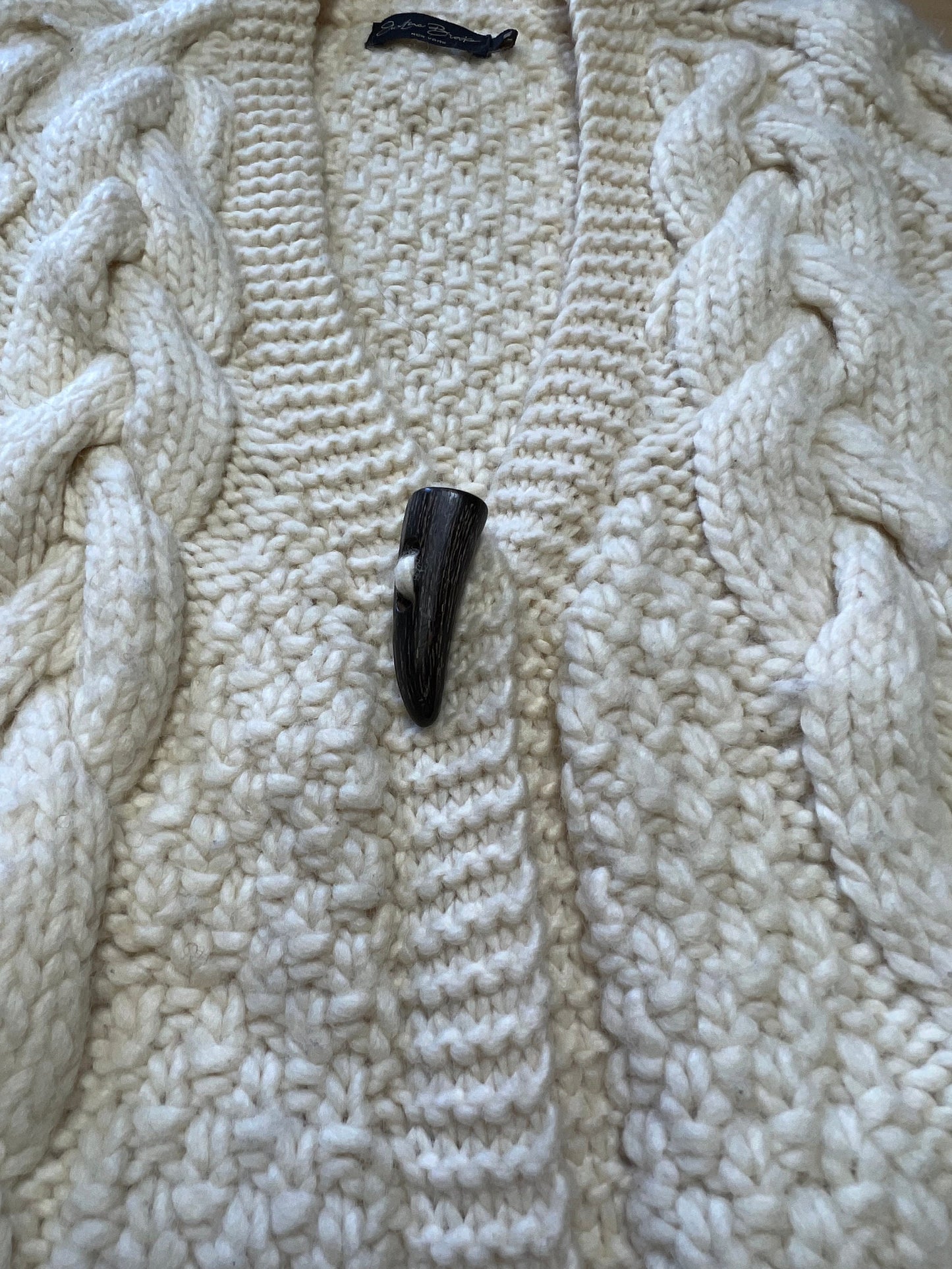 Vintage 90's Hand Knit Fisherman Cable Knit Cardigan M/L