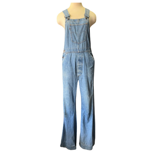 Rare Vintage 70's Orange Blank Tab Levi’s Flare Bell Bottom Overalls