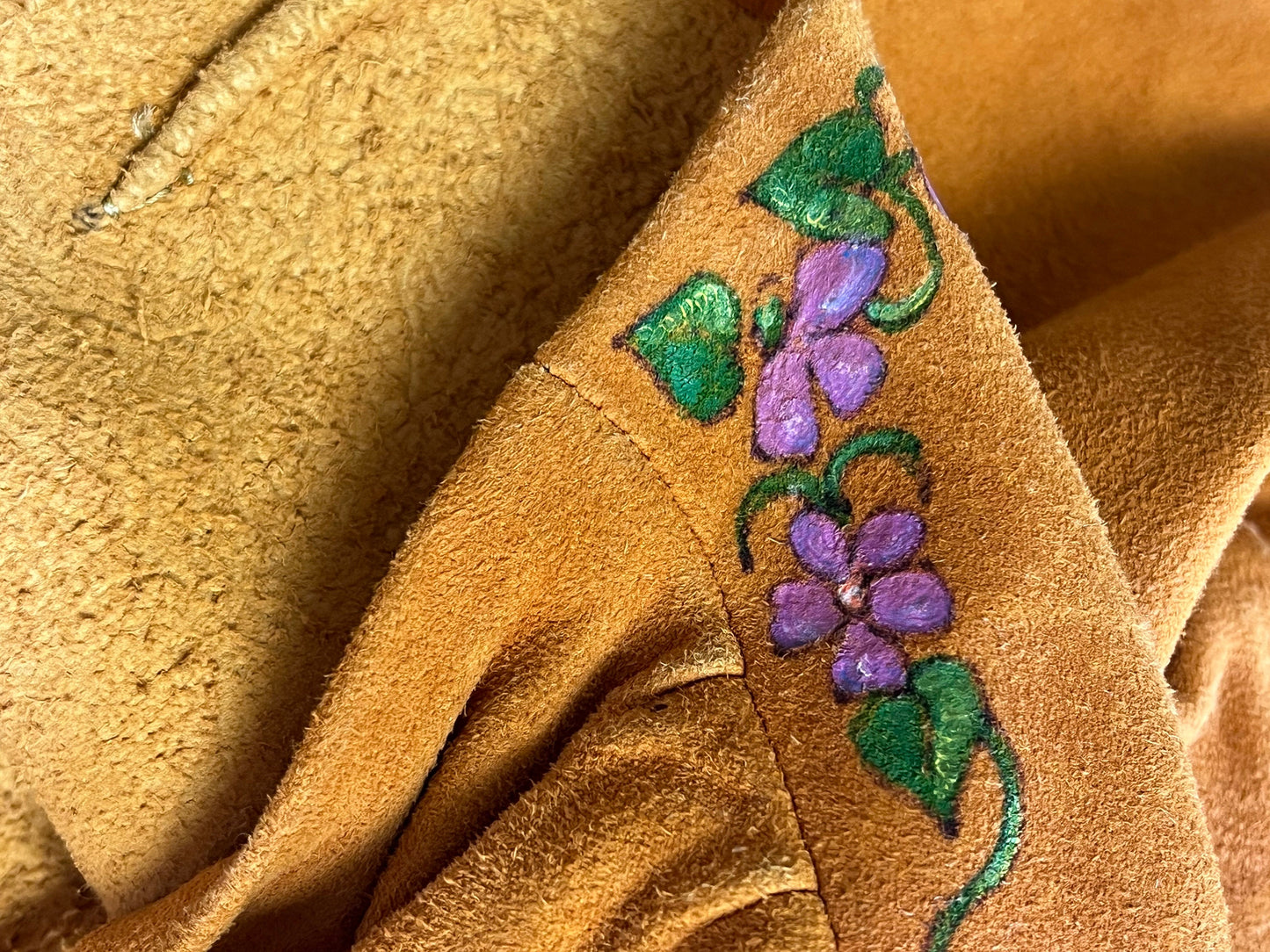 Rare Vintage Original 1970’s Lotus Mt. Shasta Deerskin Suede Hand Painted Wrap Shirt