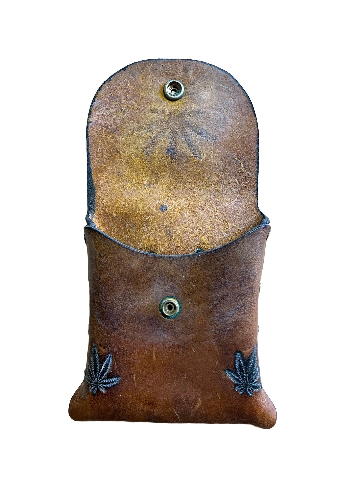 Vintage 70’s Hand Tooled Leather Belt Bag Weed Leaf Mary Jane