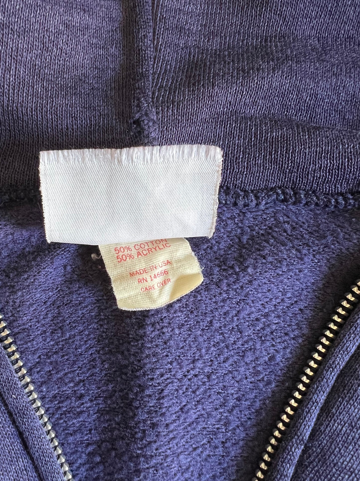 Vintage 70’s/80’s Distressed Navy Zip Front Hoodie Soft Thin Worn