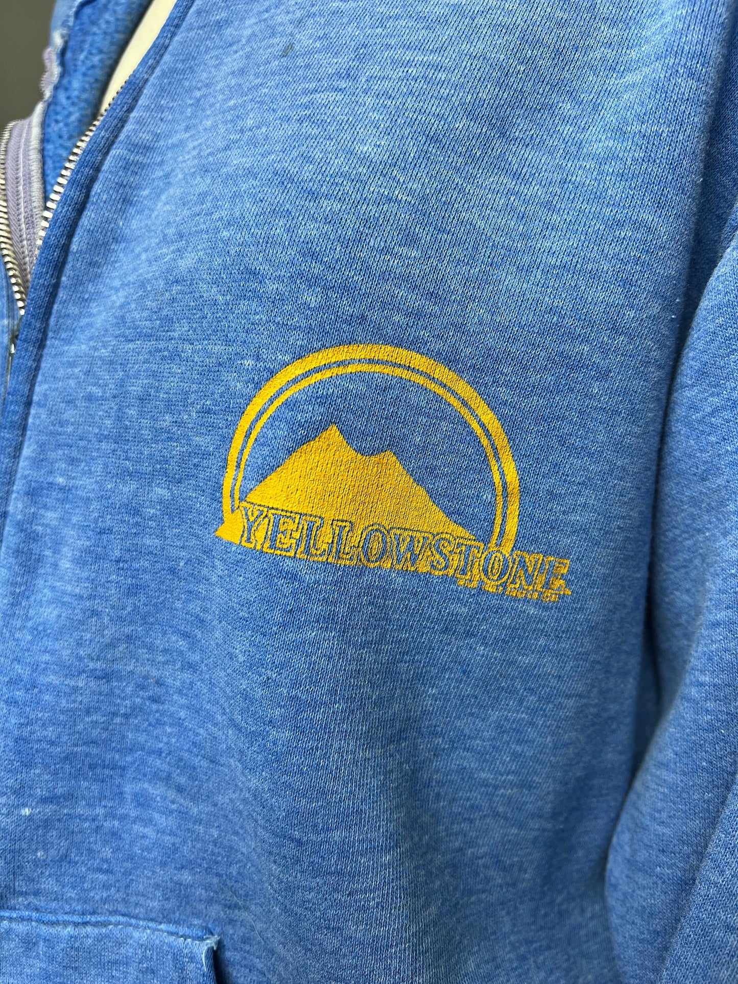 Vintage 80’s Yellowstone Zip Front Faded Hoodie Hoody