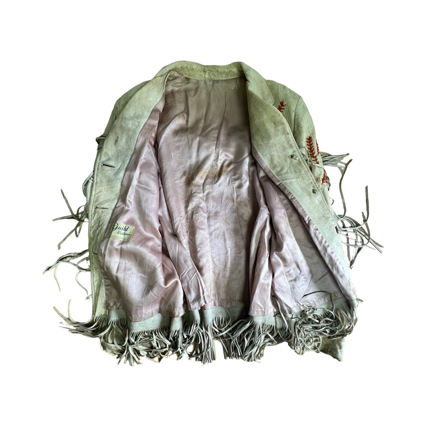 Rare Vintage Guild Westerner Deerskin Leather Fringe Bead Jacket