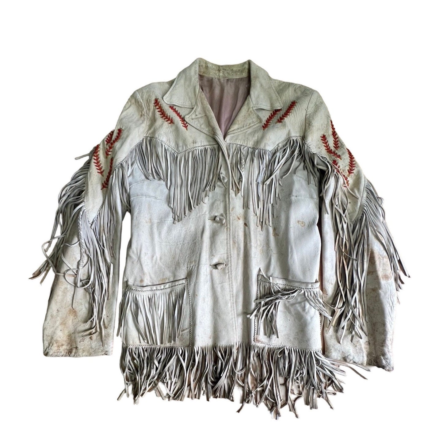 Rare Vintage Guild Westerner Deerskin Leather Fringe Bead Jacket