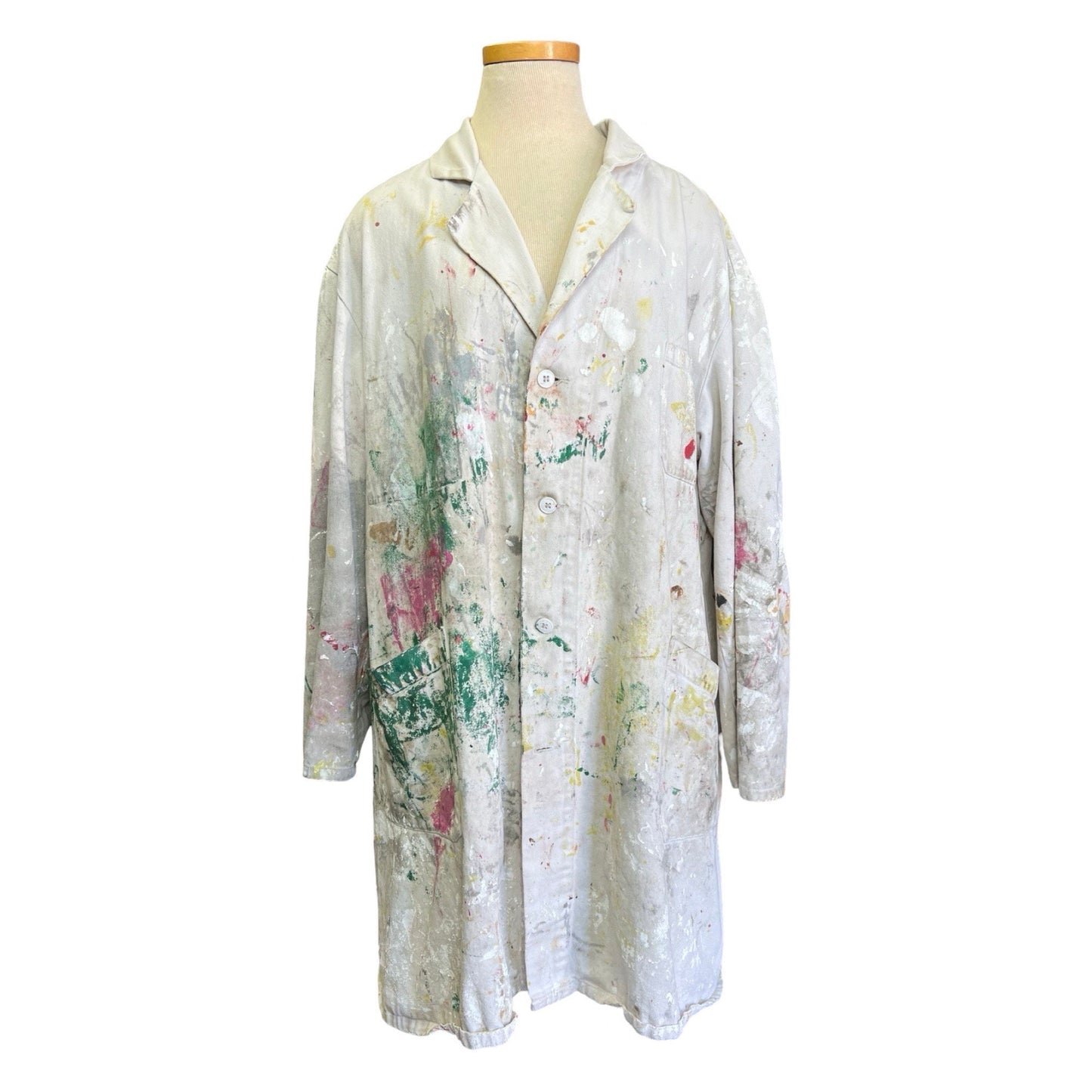 Vintage French Painters Coat Workwear Paint Splatter Artist Smock