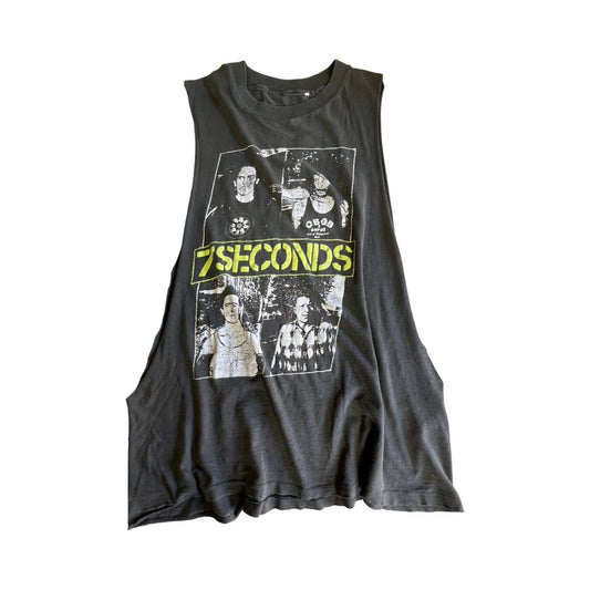 Rare Vintage 7 Seconds Single Stitch 1990 World Tour Thrashed & Cut T-Shirt
