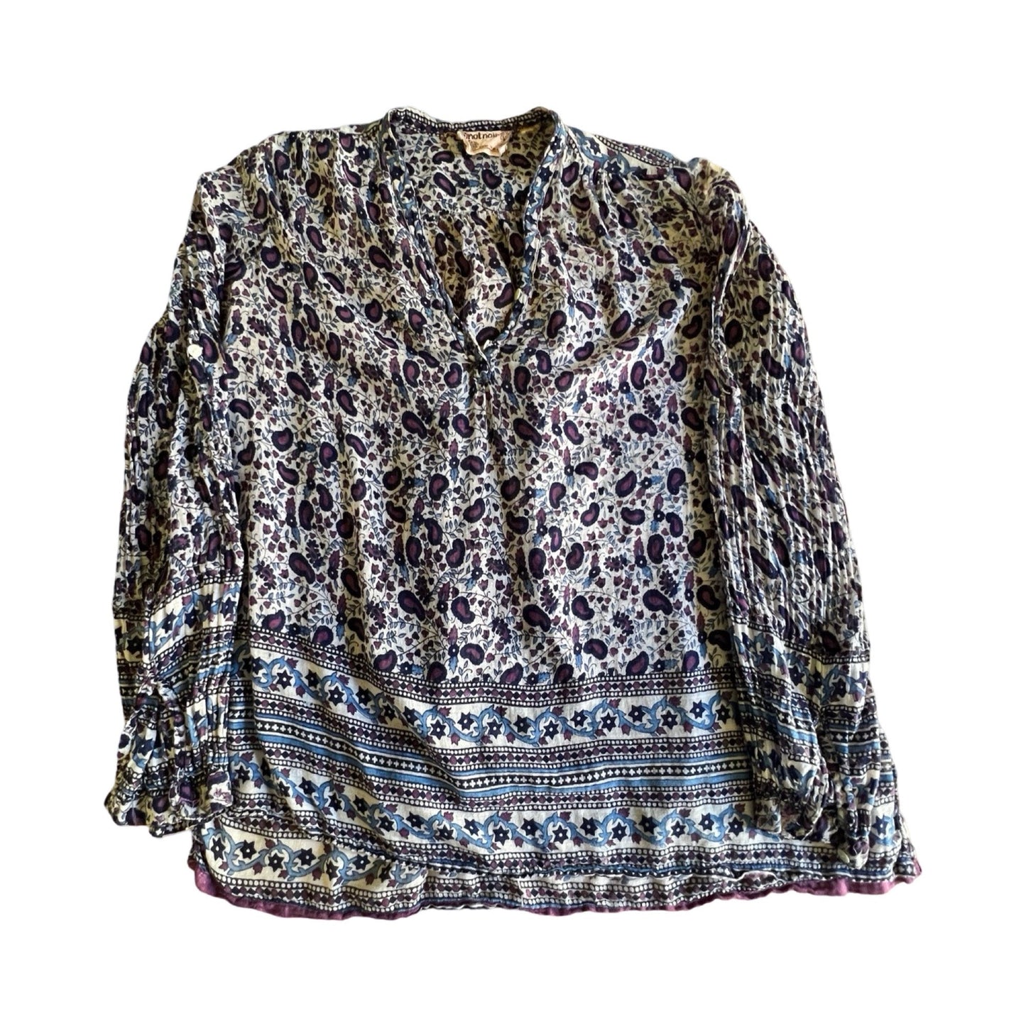 Vintage Pinot Noir Made In India Cotton Gauze Blockprint Blouse
