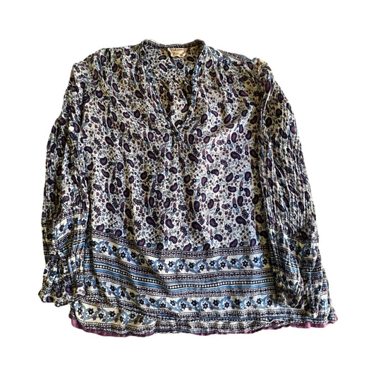 Vintage Pinot Noir Made In India Cotton Gauze Blockprint Blouse