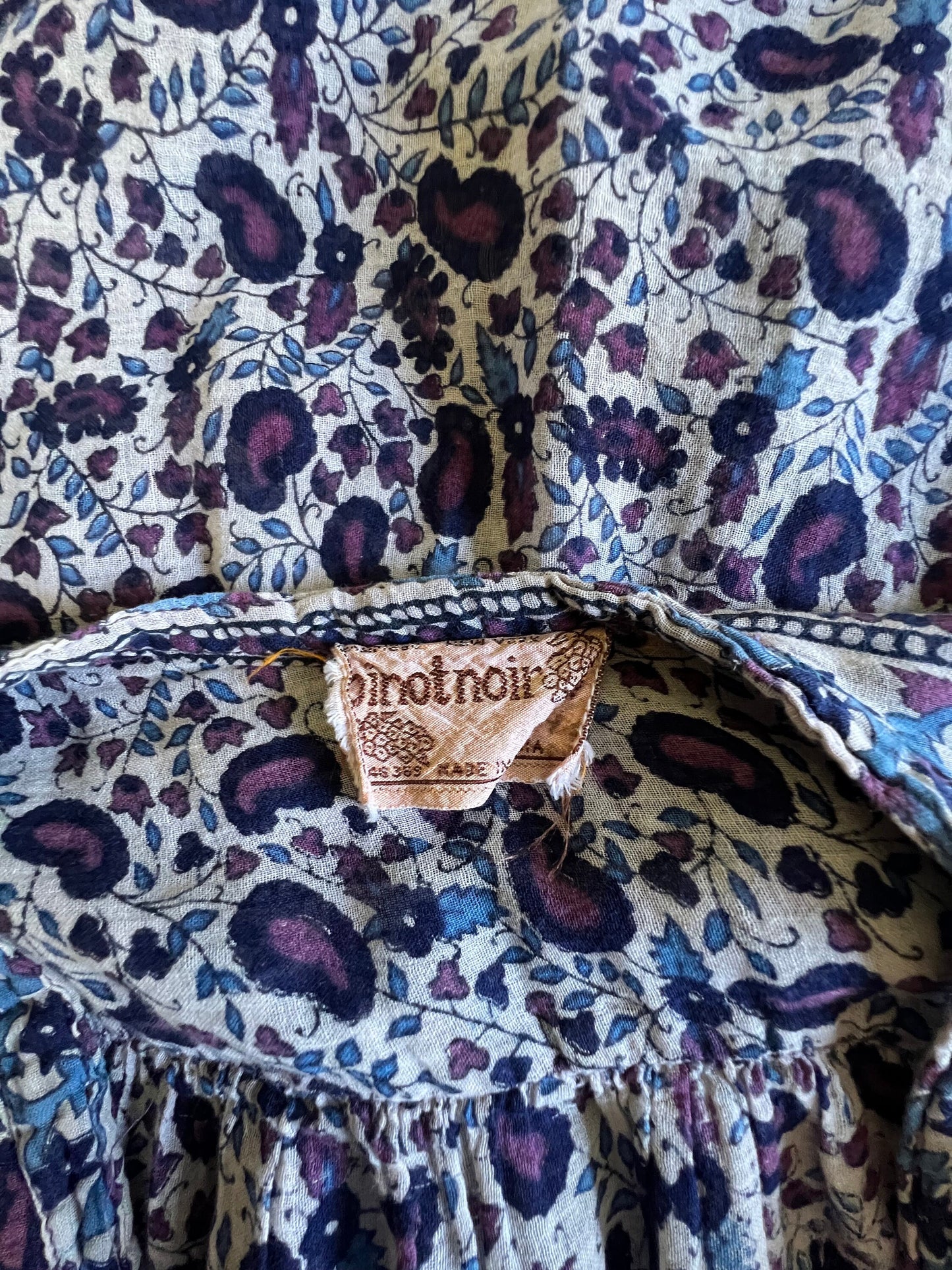 Vintage Pinot Noir Made In India Cotton Gauze Blockprint Blouse