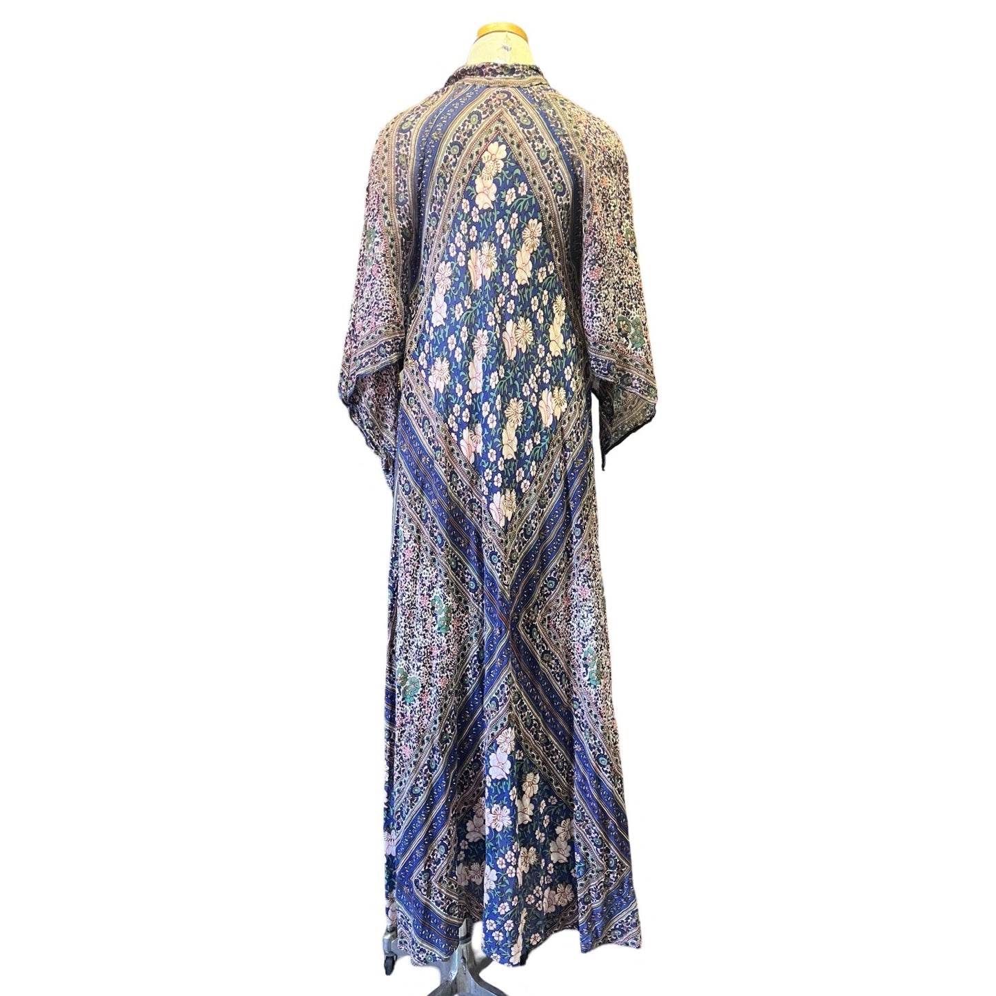 Rare Vintage Sultana by Adini India Block Print Bohemian Goddess Maxi Dress O/S