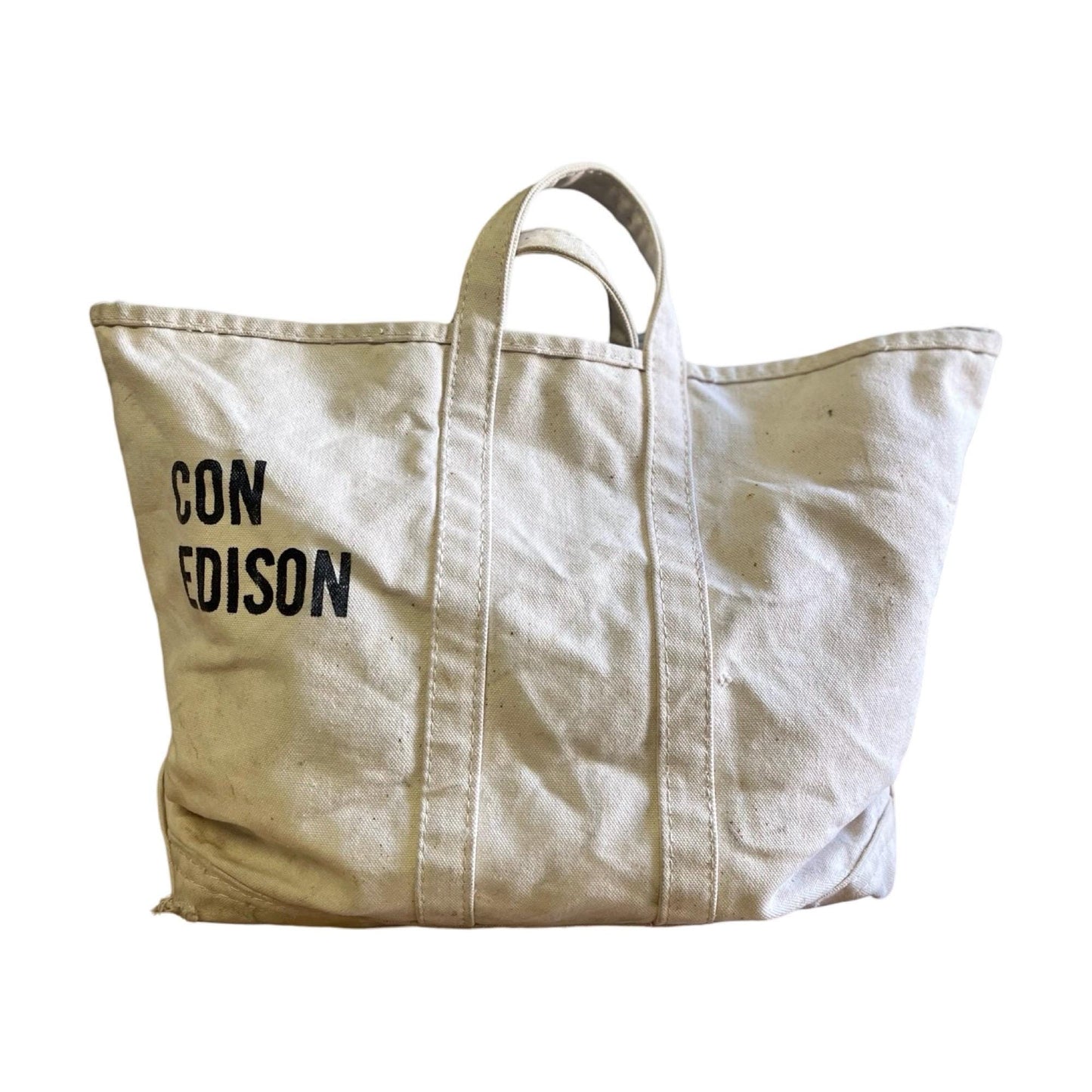 Vintage Con Edison Canvas Utility Tote Work Bag Roomy Sturdy Large Well Worn