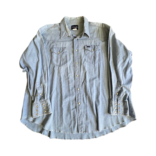 Vintage Wrangler Denim Pearl Snap Front Oversized Shirt