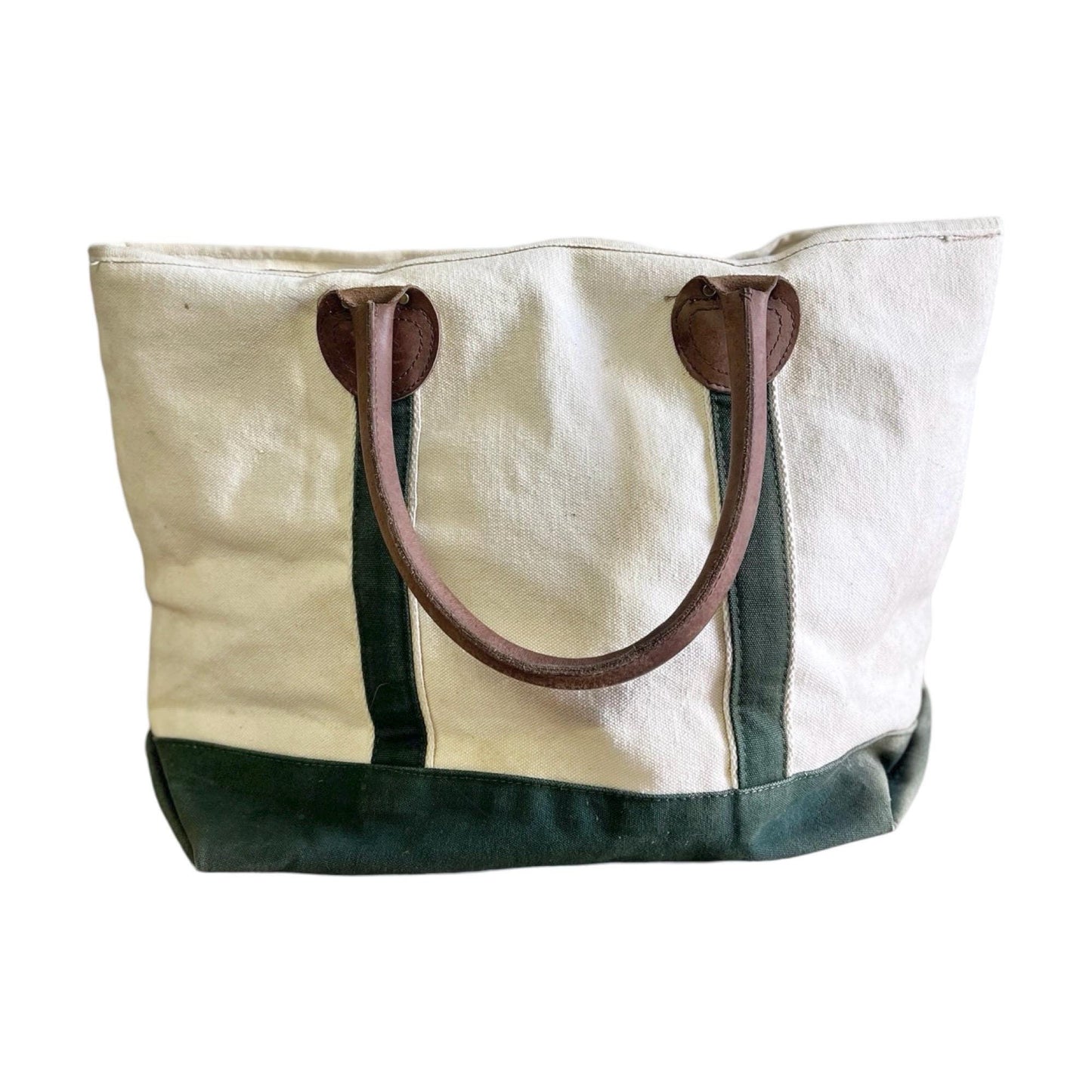 Vintage 80’s Canvas & Leather Well Worn Zip Top Travelon Tote Bag