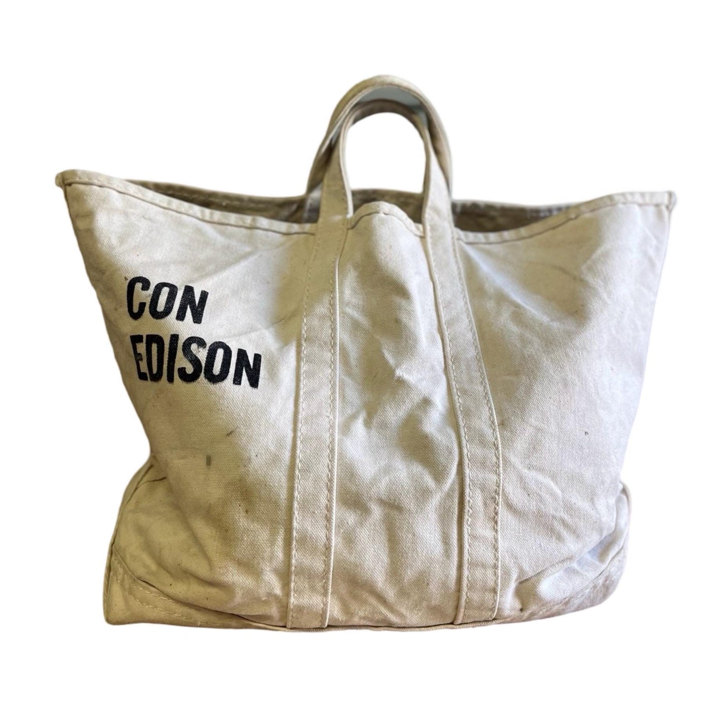 Vintage Con Edison Canvas Utility Tote Work Bag Roomy Sturdy Large Well Worn