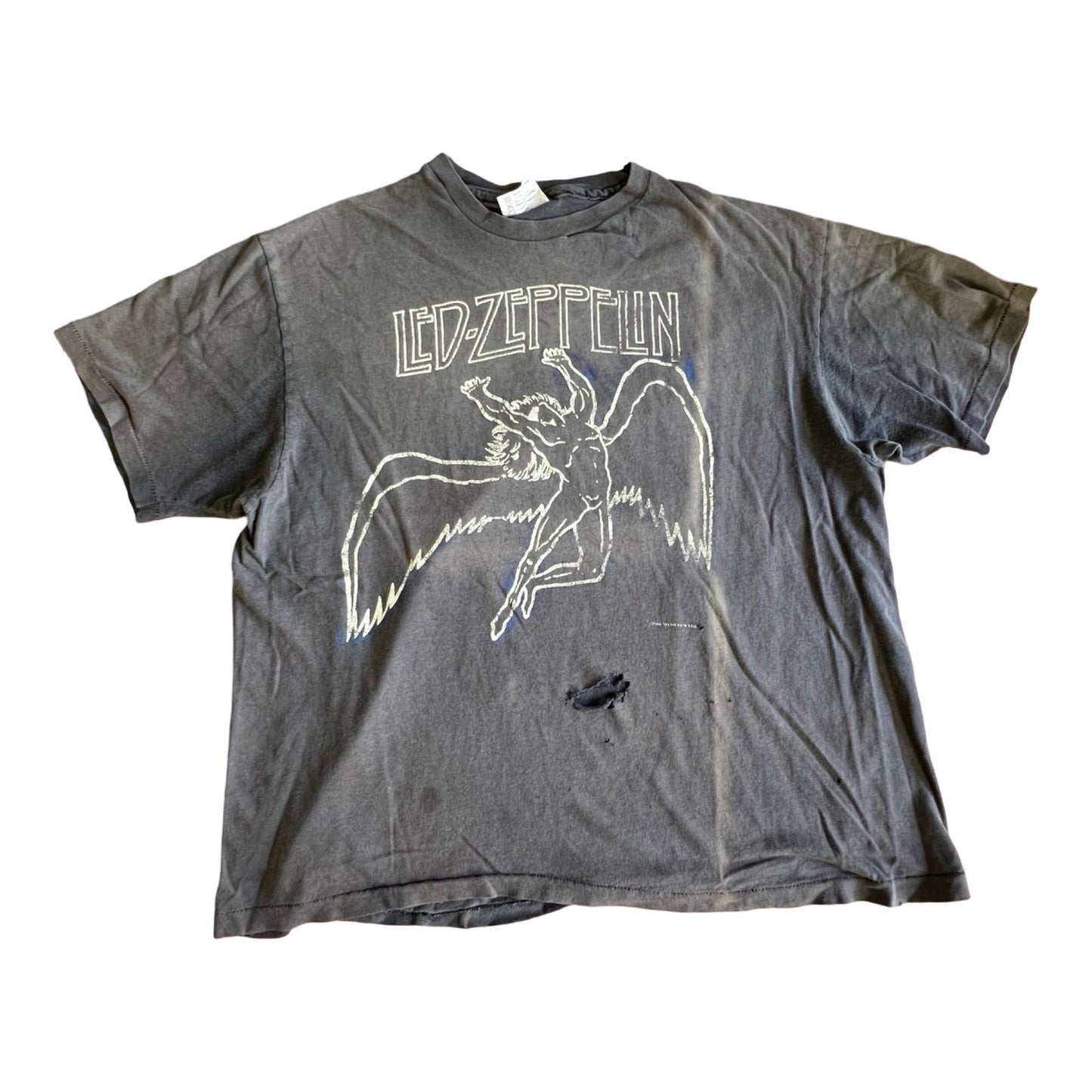 Vintage Original 1984 Led Zeppelin Single Stitch Swan Song Zoso Distressed T-Shirt XL