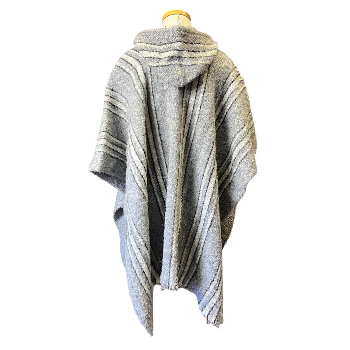 Vintage 70's Handmade Striped Hooded Poncho One Of A Kind OSFA